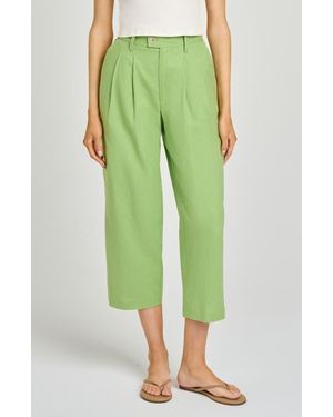 Wayf Stevie Linen Blend Crop Pants - Green