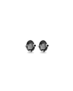 Uno De 50 Sterling Plated Earrings With Faceted Crystal - Black