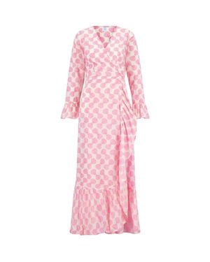 MER ST BARTH Genevieve Ruffle Wrap Dress - Pink