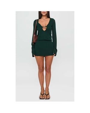 Princess Polly Charming Long Sleeve Knit Minidress - Green