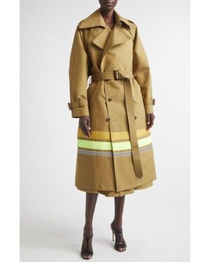 Christopher John Rogers Stripe Detail Oversize Trench Coat - Yellow