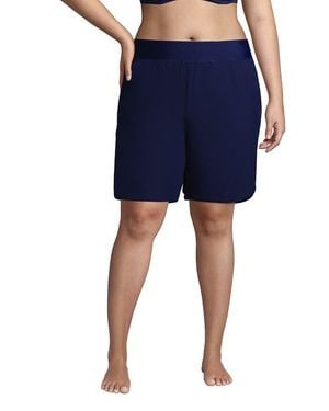 Lands' End 9 Quick Dry Elastic Waist Modest Board Shorts Swim Cover-Up Shorts With Panty - Blue
