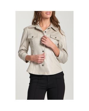 Apny Faux Suede Shirt Jacket - Gray