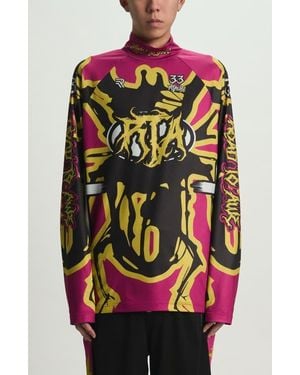 RTA Ilias Mock Neck Racing Shirt - Multicolor