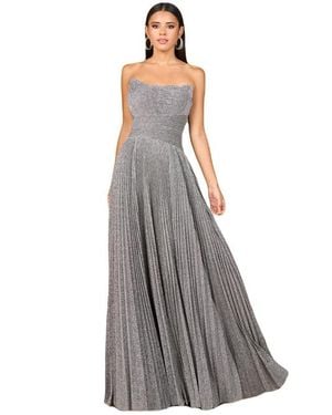 LARA New York Flowing Pleated, Strapless Dress - Gray