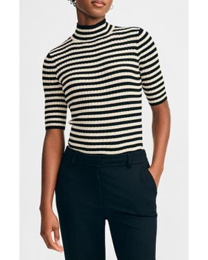 Isaac Mizrahi New York Mock Neck Poor Boy Sweater - Blue