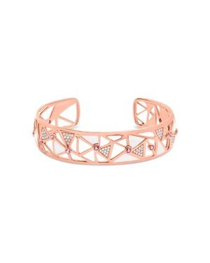 Haus of Brilliance 14K Rose 5/8 Ctw Diamond Tourmaline Open Cuff Bangle With Enamel - Pink