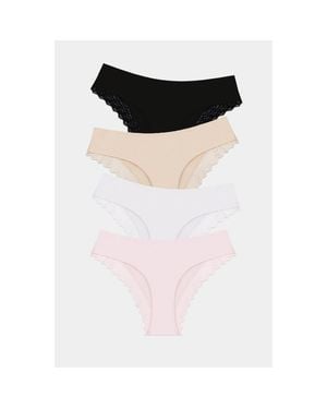 Stripe & Stare Zig Zag Lace Brazilian Four Pack - Black