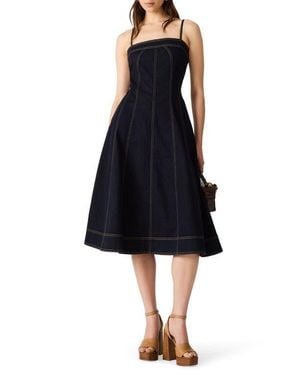 Steve Madden Capri Stretch Cotton Denim Midi Dress - Black