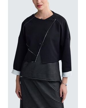 Luukaa Mirelle Contrast-Stitch Cropped Jacket - Black