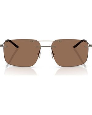 Moncler 56Mm Rimless Rectangular Sunglasses - Brown