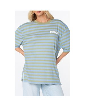 Roxy Old School Stripe Oversize Graphic T-Shirt - Blue