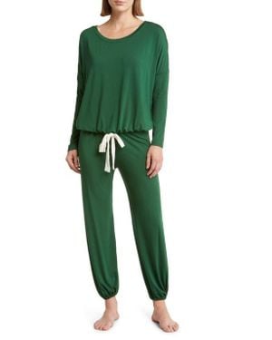 Eberjey Gisele Jersey Knit Slouchy Pajamas - Green