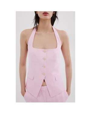 Mango Linen Suit Waistcoat - Purple