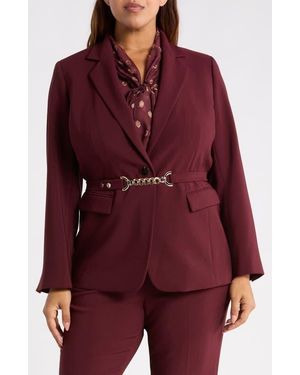 Anne Klein One-Button Notch Collar Blazer - Purple