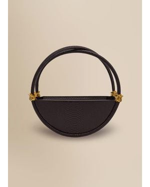 Contessa Mills World Bag Grand Elegant Structured Italian Leather Moon-Shaped Handbag - Black