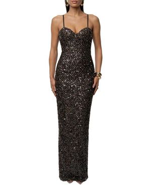 JLUXLABEL Jewel Opulence Sequin Gown - Black