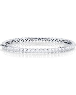 Michael M Tetra 3 D Hinged Bangle Bracelet - White