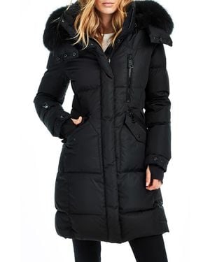 Sam. Luxe Highway Down Puffer Jacket With Genuine Shearling Trim - Black