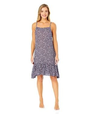 Anne Cole Shibori Geo Meadow Bouquet A Line Dress Swimsuit Cover Up - Blue