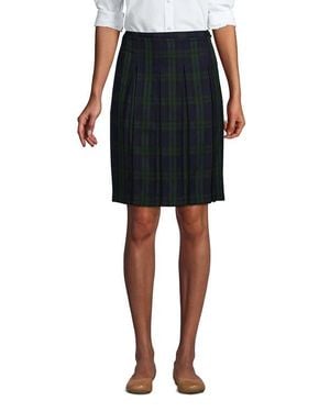 Lands' End School Uniform Young Plaid Box Pleat Skirt Top Of The Knee - Black