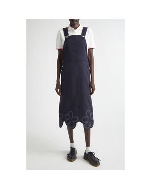 Comme des Garçons Embroidered Daisy Hem Overalls Dress - Blue