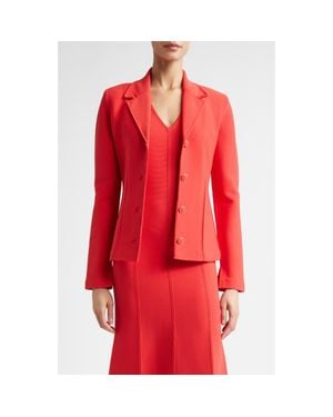 St. John Adele Valley Fitted Sweater Jacket - Red