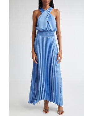 Ramy Brook Arina Pleated Maxi Dress - Blue
