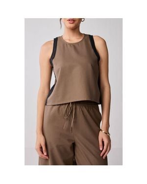 REISTOR Sleeveless Colorblock Top - Brown