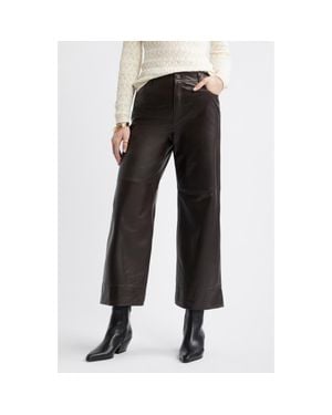 Treasure & Bond Leather Crop Wide Leg Pants - Black