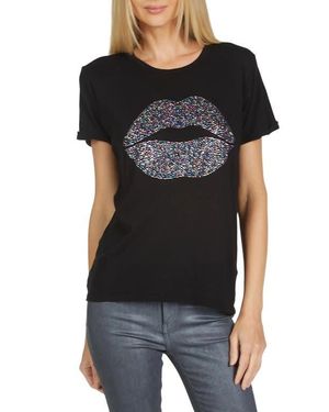 Lauren Moshi Edda Crystal Sprinkle Lip Top - Black