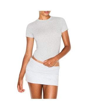 Skims Crop Cotton Blend T-Shirt - White