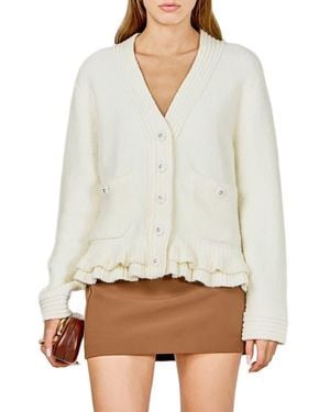 Endless Rose Fuzzy Ruffle Cardigan - White
