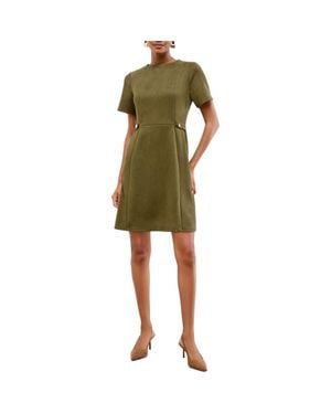 Lipsy Suedette Faux Suede Sheath Minidress - Green