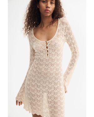H&M Crochet-Look Mini Dress - Natural