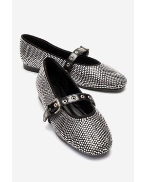 Prologue Shoes Clive Embellished Ballet Flat - Black