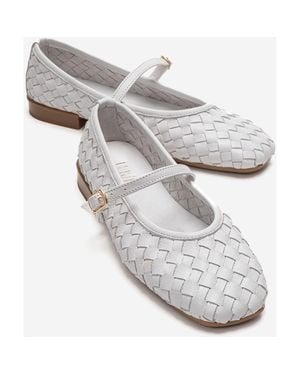 Forever & Always Shoes Yevora Leather Woven Strap Ballet Flat - White