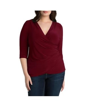 Kiyonna Faux Wrap Top - Red