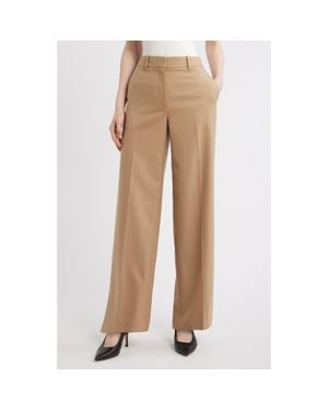 Theory Mid Rise Wide Leg Pants - Natural