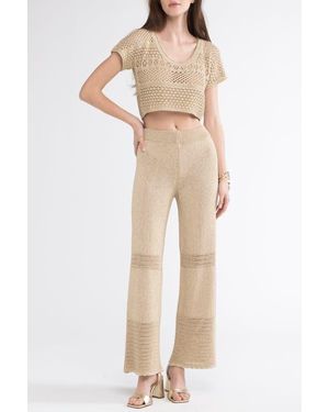 Sunday Saint Tropez Tina Crochet Cover-Up Pants - Natural