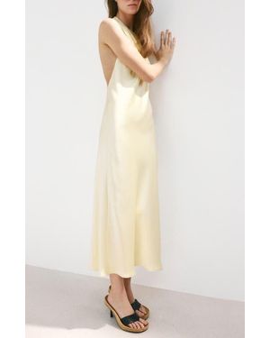 Mango Satin Open Back Dress - Natural