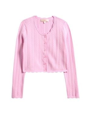 LoveShackFancy Kids' Gemna Crop Pointelle Cardigan - Pink