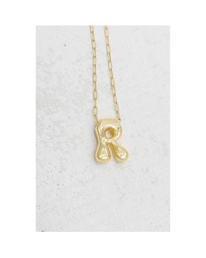 Emerson & Oliver Small Paperclip Necklace With Letter Charm - White