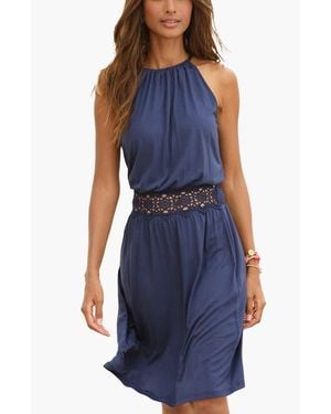 Lascana Crochet Detail Dress - Blue