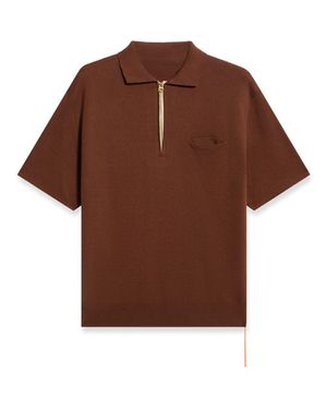 Fortela Laight 3/4 Zip Short Sleeve Polo - Brown