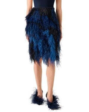 Akris Feather Front Wool Blend Pencil Skirt - Blue