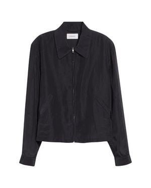 Lemaire Short Linen Blend Zip Jacket - Black