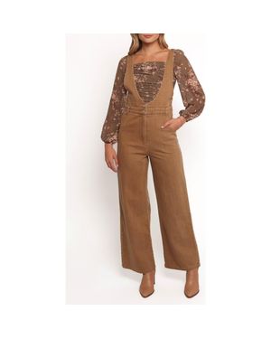 Petal & Pup Vieve Denim Jumpsuit - Brown