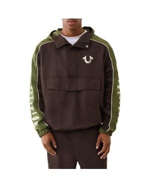 True Religion Colorblock Anorak Pullover Jacket - Brown