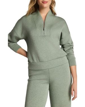 Spanx Airessentials Shawl Collar Half Zip Pullover - Green